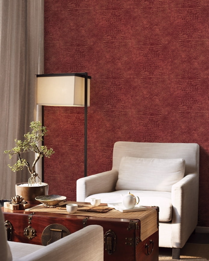 red leather wallpaper in the interior red leather wallpaper in the interior