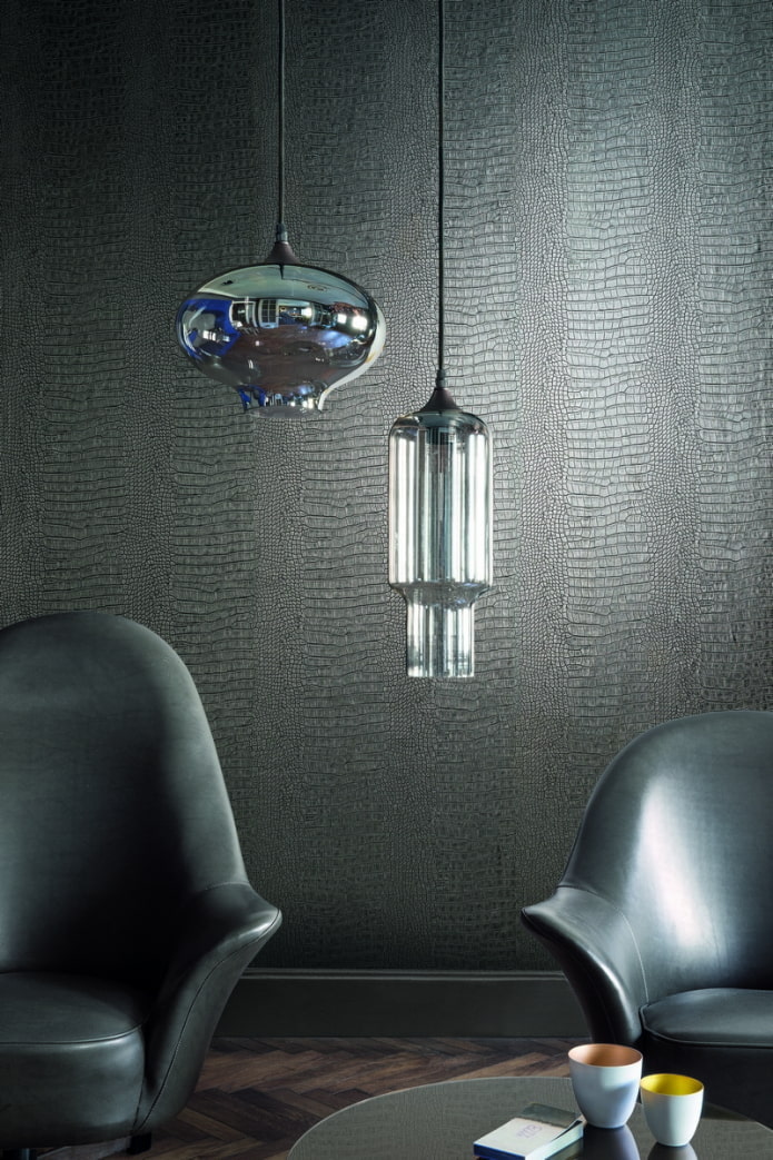 wallpaper with imitation leather in black wallpaper with imitation leather in black