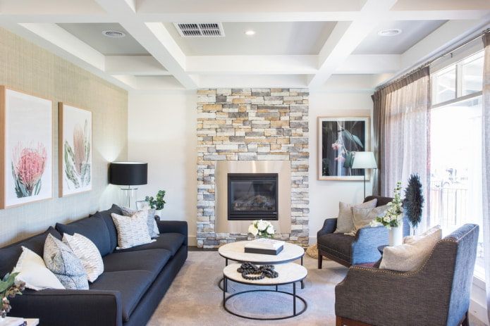 part of the wall is finished with stone