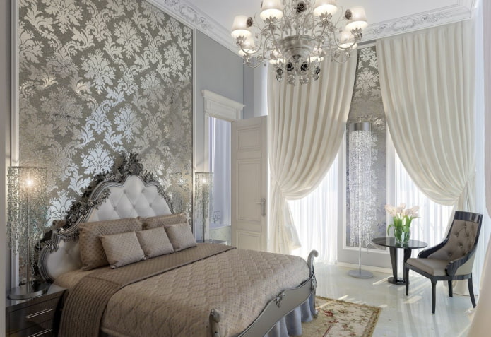 silver wallpaper in the interior silver wallpaper in the interior