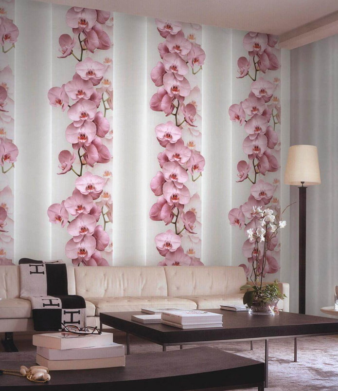 wallpaper with orchids in the interior wallpaper with orchids in the interior