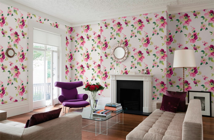 wallpaper in a large flower in the interior wallpaper in a large flower in the interior