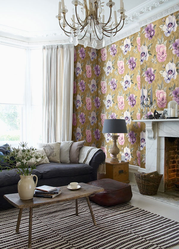 wallpaper in a large flower in the living room wallpaper in a large flower in the living room