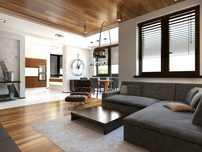 ceiling wallpaper for wood in the interior