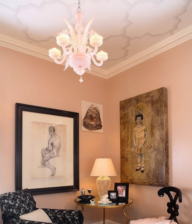 white ceiling wallpaper in the interior