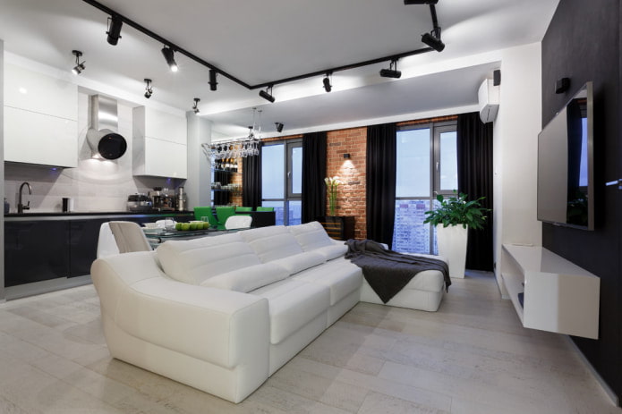 black curtains white sofa