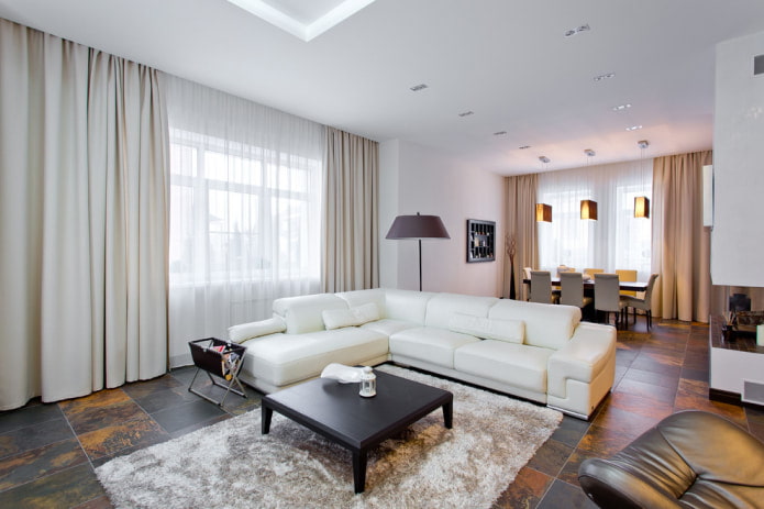 large white corner sofa with leather upholstery