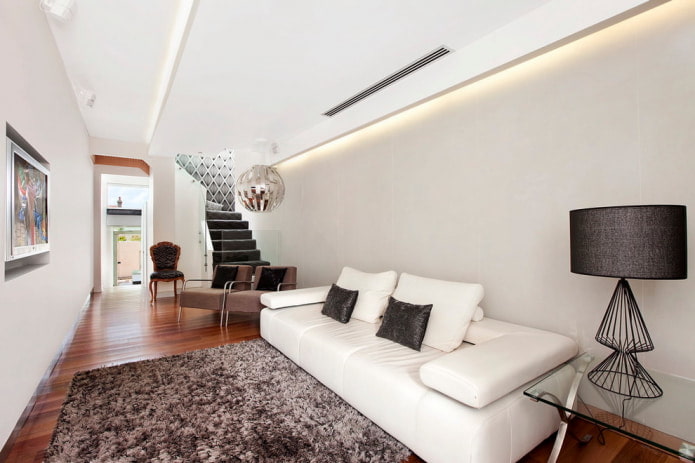 white leatherette sofa