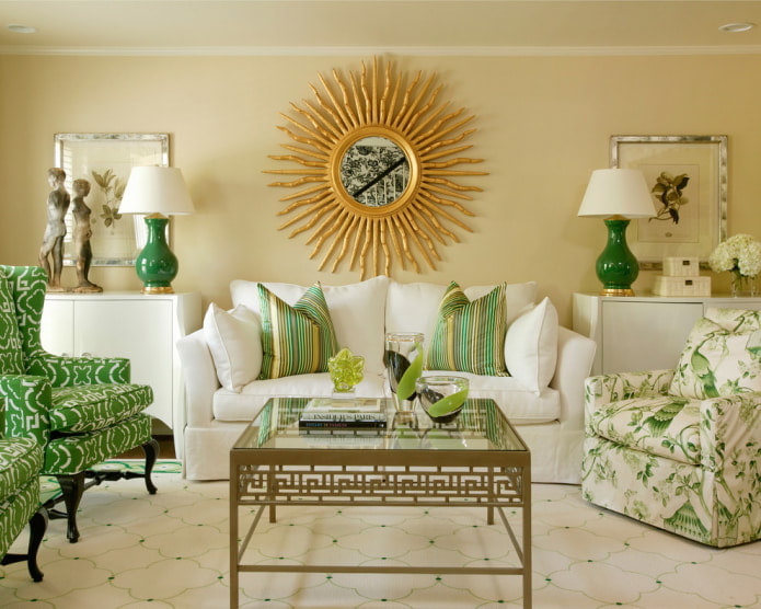 White and green sofa