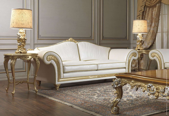 white and gold sofa