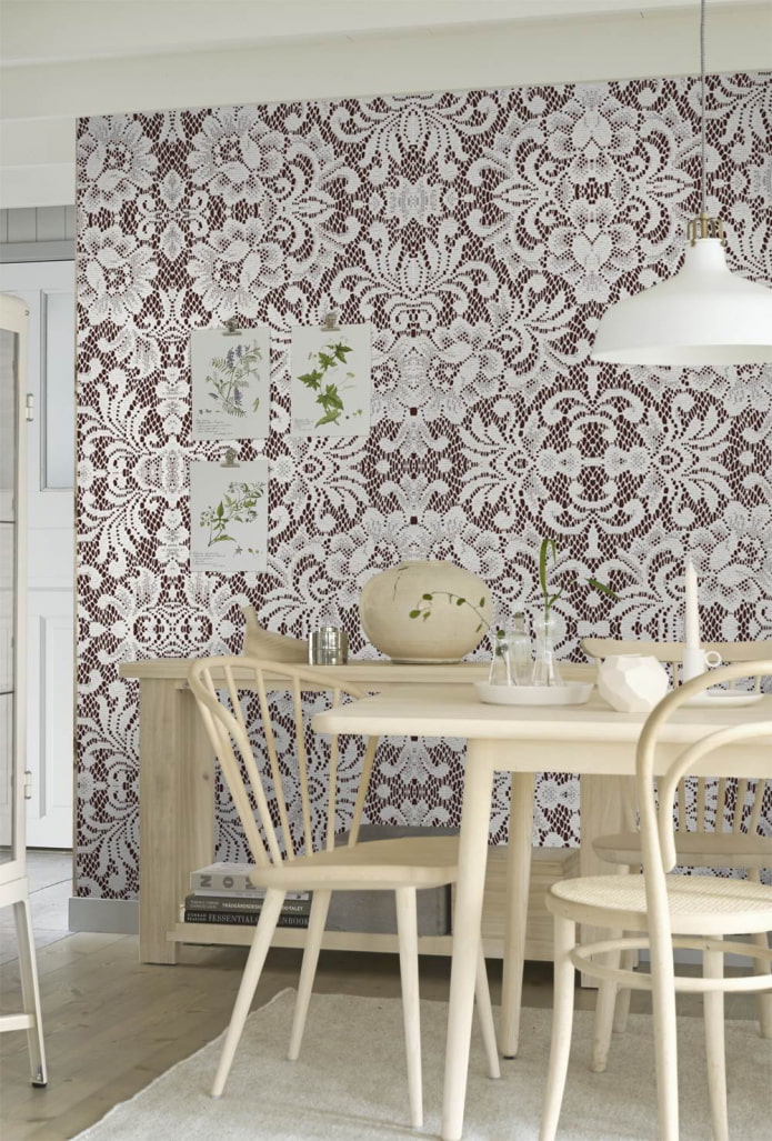 wallpaper with an openwork pattern in the interior