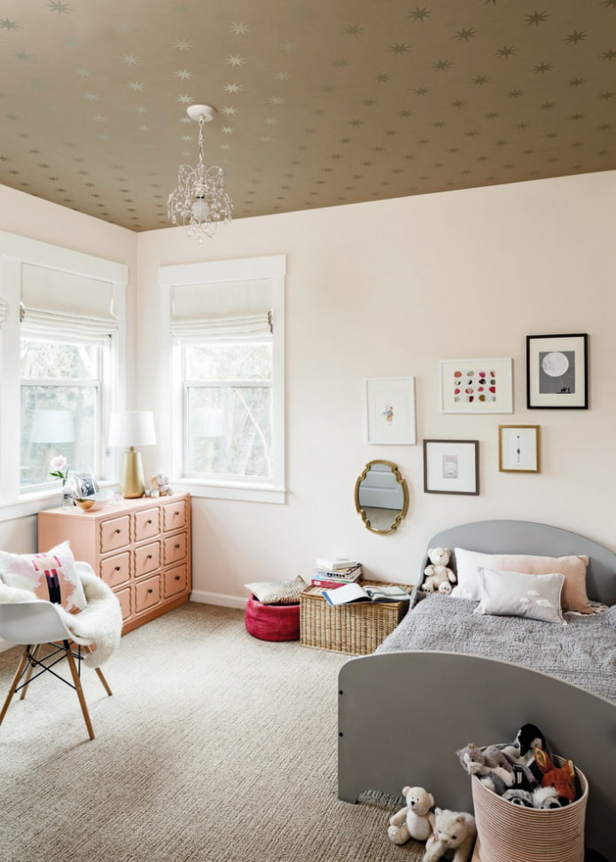 ceiling wallpaper in the interior