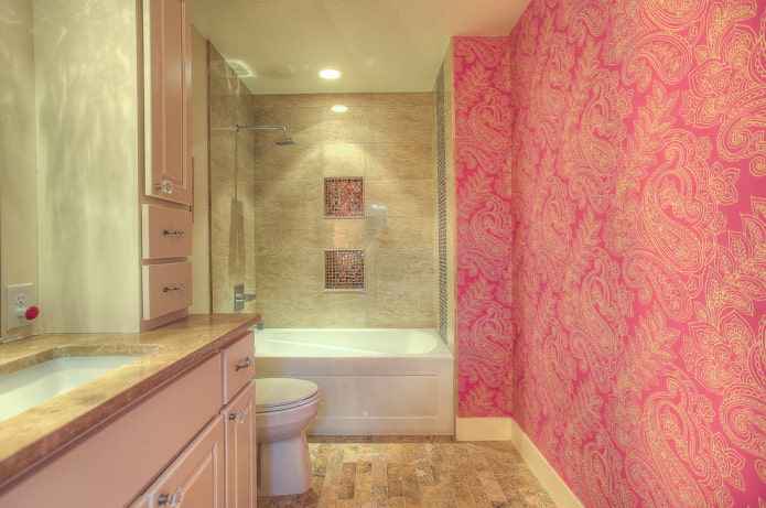 pink wallpaper with gold