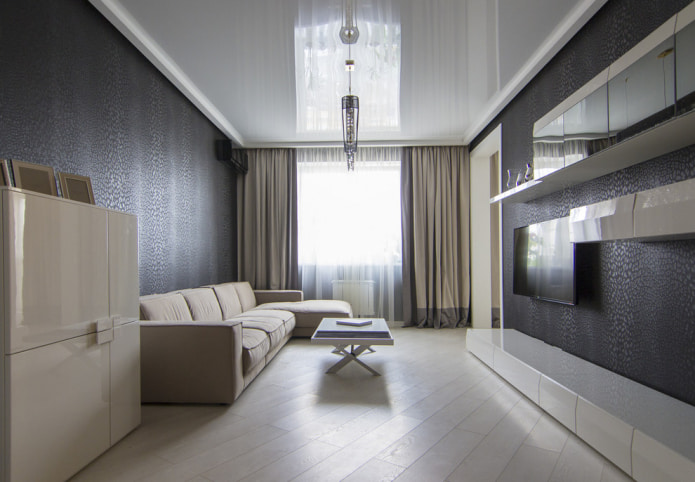 Black walls and white ceiling