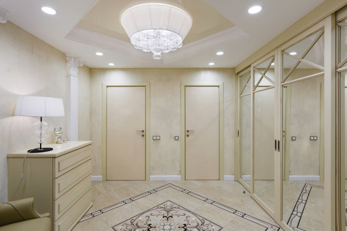 White and beige ceiling