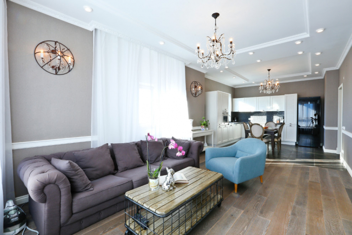 plasterboard ceiling in the living room combined with the kitchen plasterboard ceiling in the living room combined with the kitchen