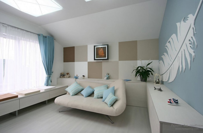 Beige and blue sofa Beige and blue sofa