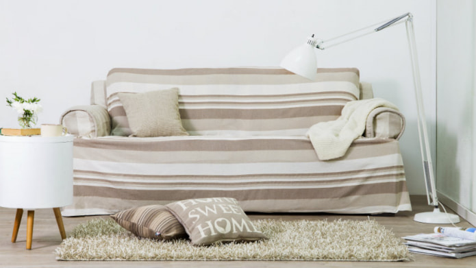 Beige striped sofa Beige striped sofa