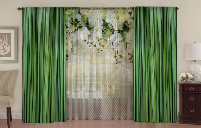 floral tulle with silk curtains floral tulle with silk curtains