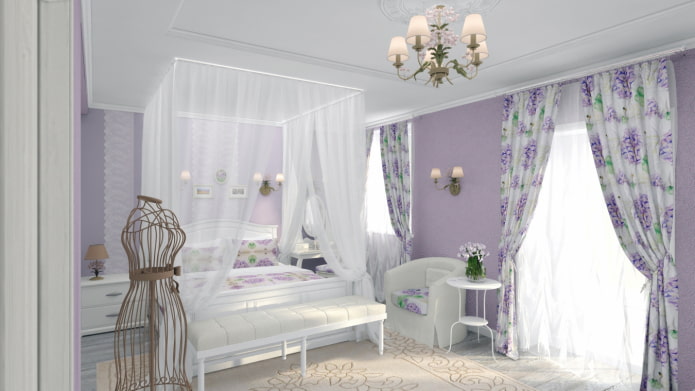 curtains with a combination of lilac and white