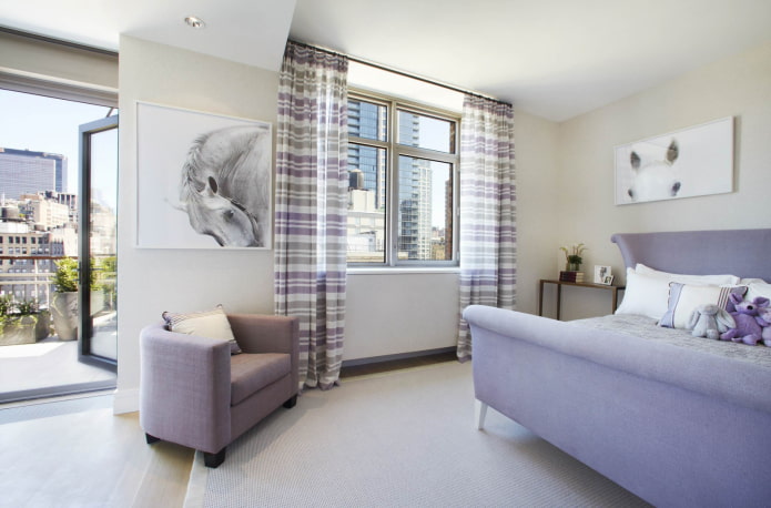 lilac striped curtains