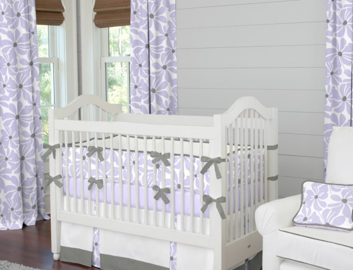 curtains with a combination of lilac and white