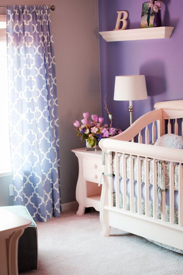 geometric print lilac curtains