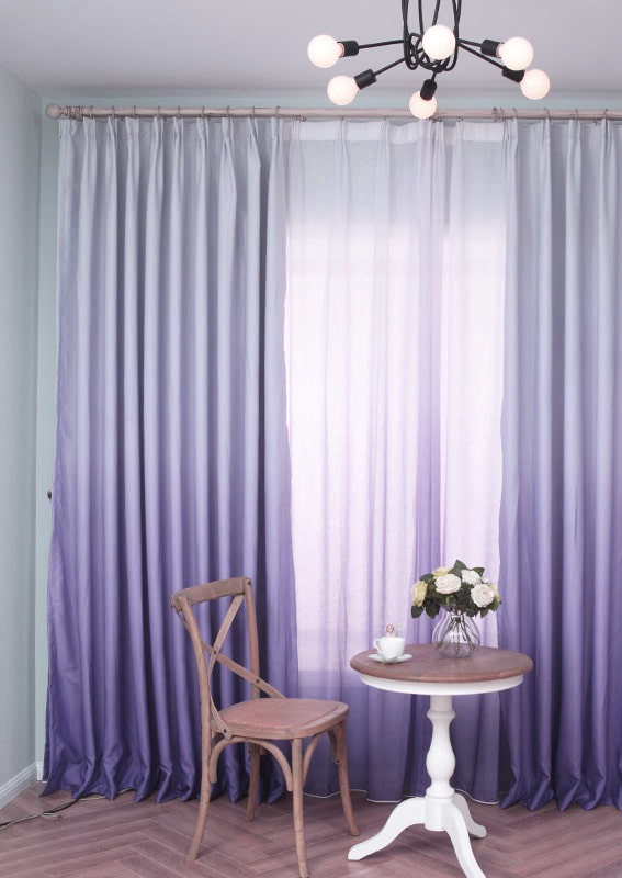 lilac curtains with ombre effect