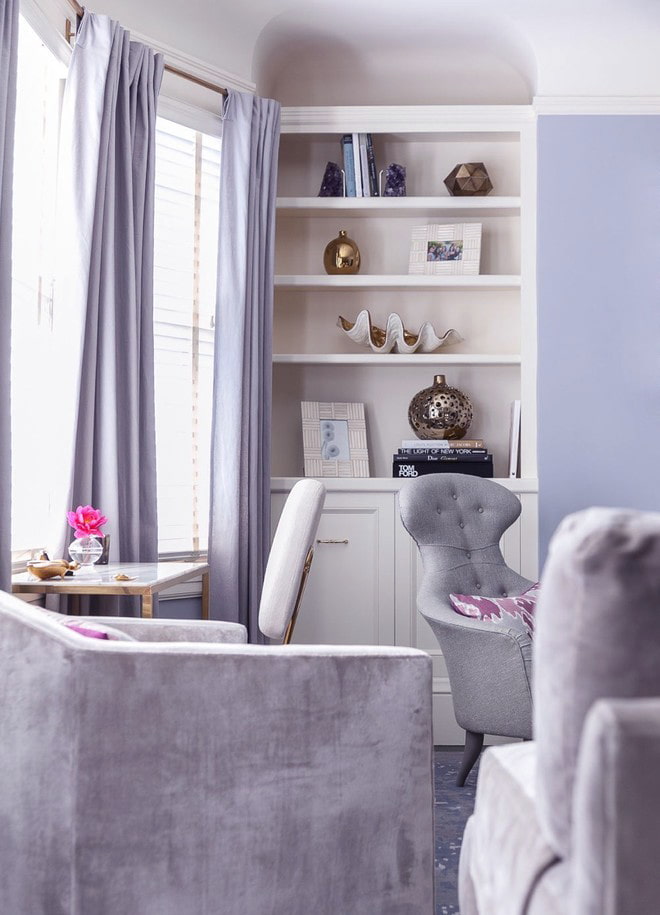 pale lilac curtains in the interior