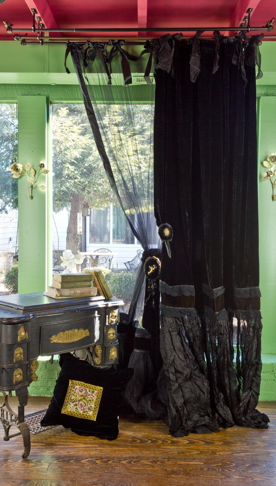 Dark curtains on the hinges Dark curtains on the hinges