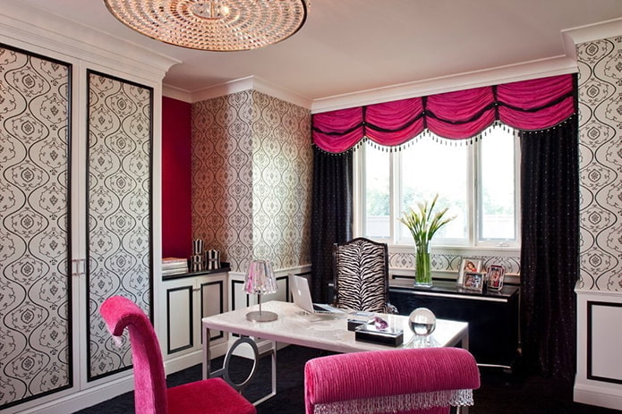 black and pink curtains with lambrequin black and pink curtains with lambrequin