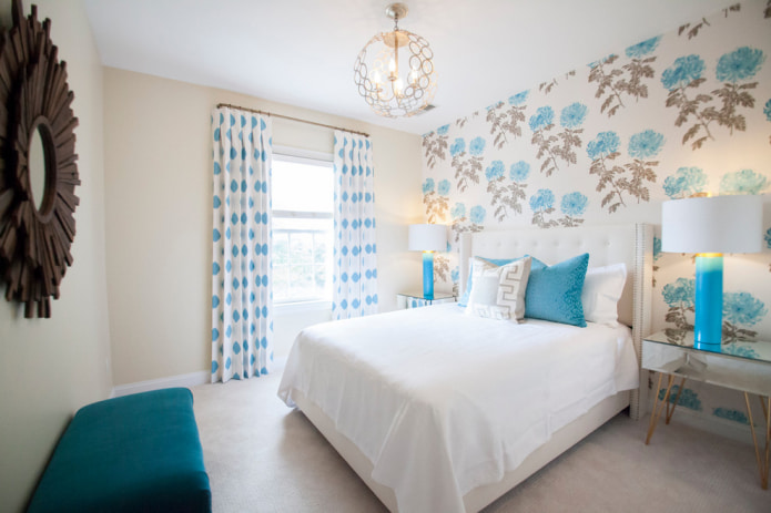 Blue and white curtains