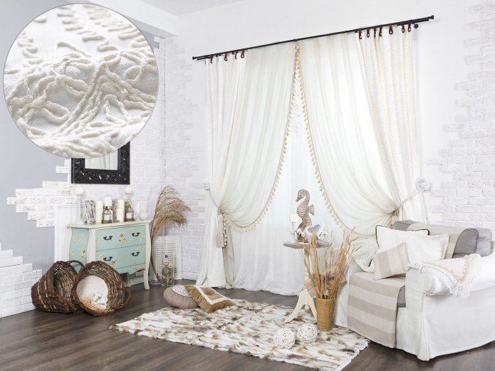 brushes on white curtains