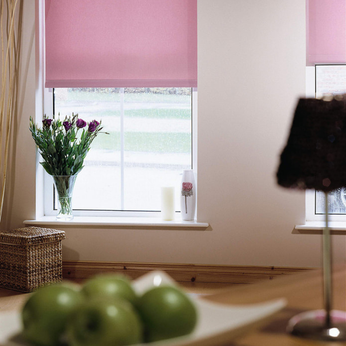 pale pink roller blinds