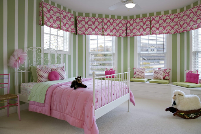 pink textiles in the nursery