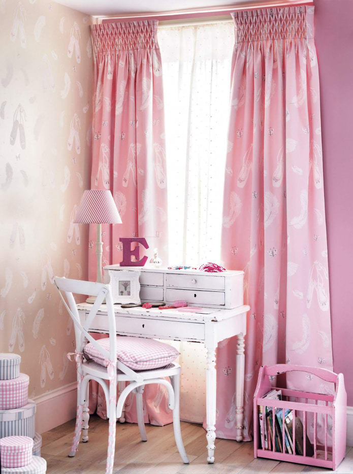 pink curtains