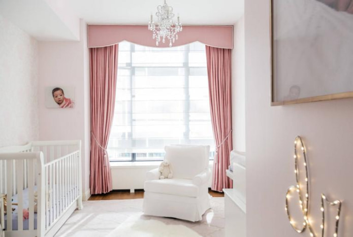 dusty rose curtains in the nursery
