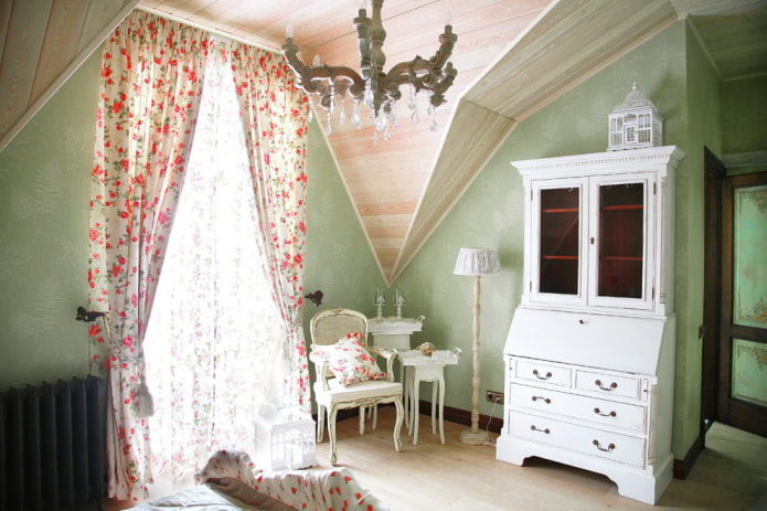 curtains combined with Provence style wallpaper curtains combined with Provence-style wallpaper
