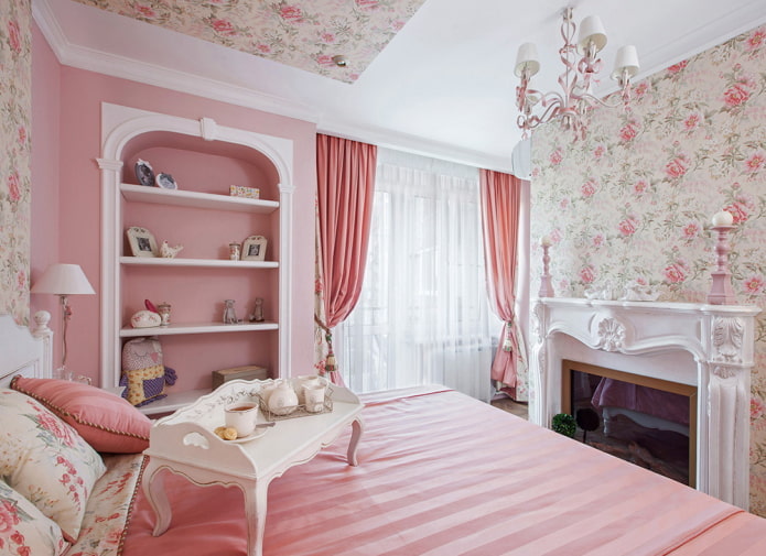 pink curtains in the bedroom in provence style pink curtains in the bedroom in provence style
