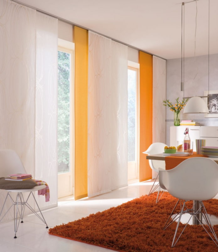 Japanese panels in the interior of the living room Japanese panels in the interior of the living room