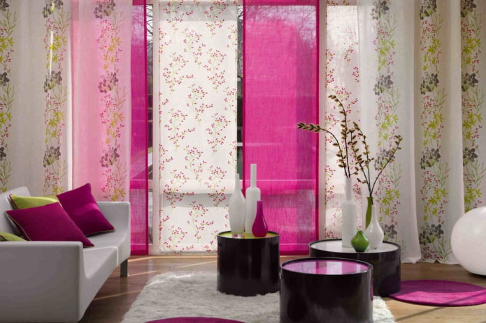 combination of Japanese panels with curtains combination of Japanese panels with curtains