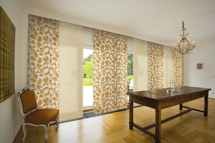 long Japanese panels in the interior long Japanese panels in the interior