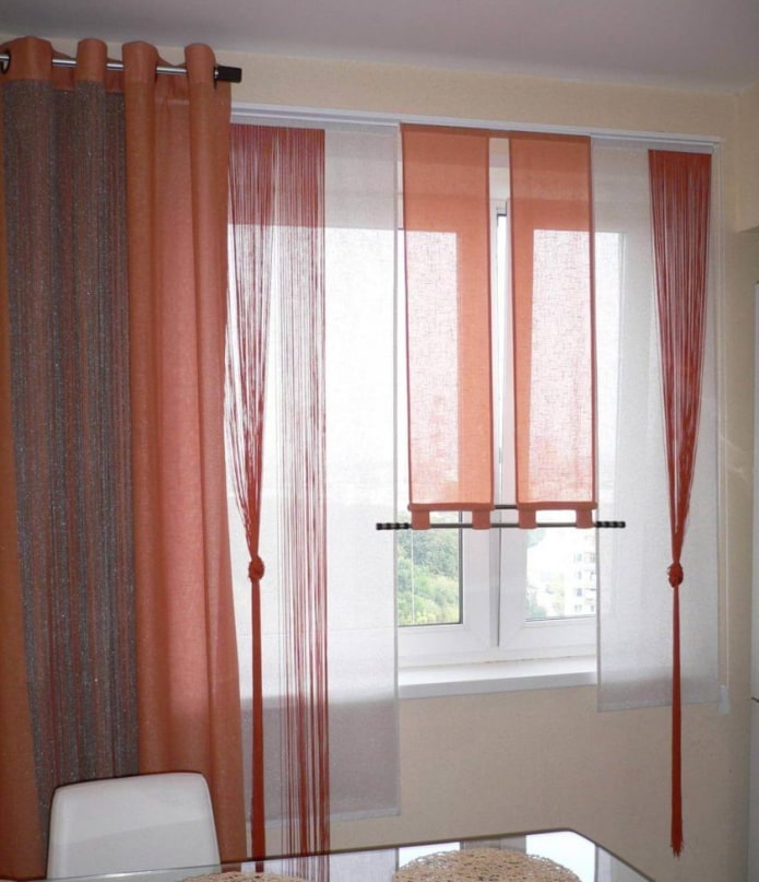 combination of Japanese panels with curtains combination of Japanese panels with curtains