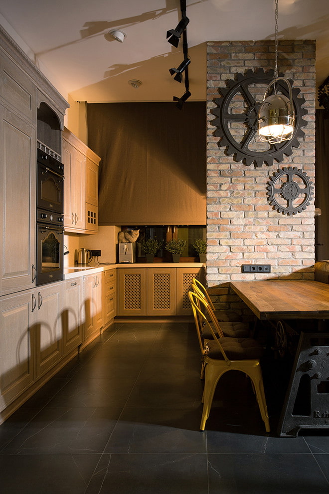 roller blinds in the loft style kitchen