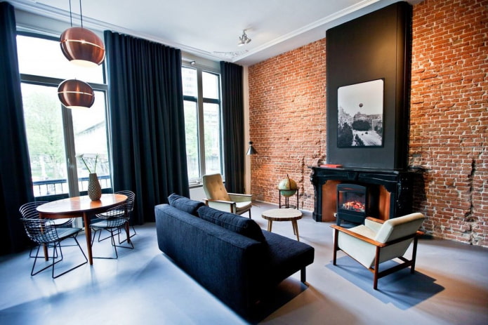 combination of curtains with furniture in the interior