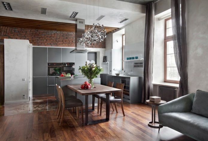 combination of curtains with wallpaper in the interior