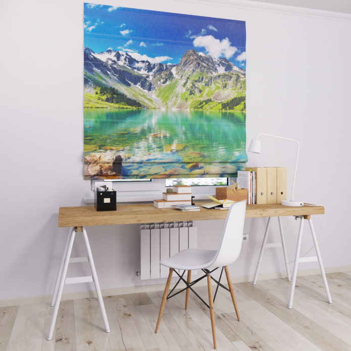 3d roman blinds with mountains