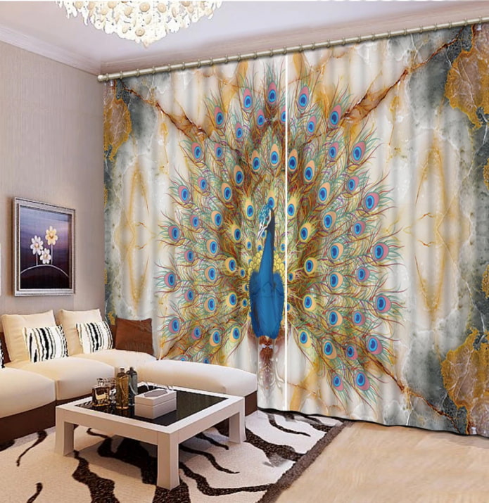 3d curtains in the living room