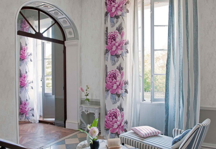 curtains with floral print in the interior curtains with floral print in the interior