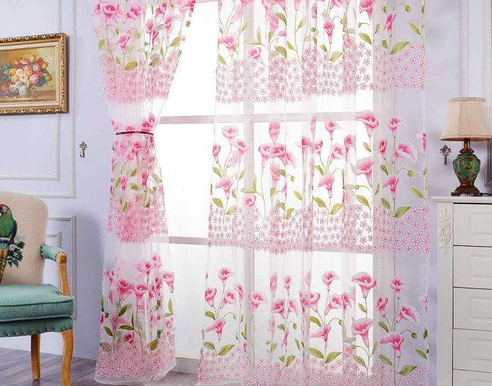 curtains with calla lilies in the interior curtains with calla lilies in the interior